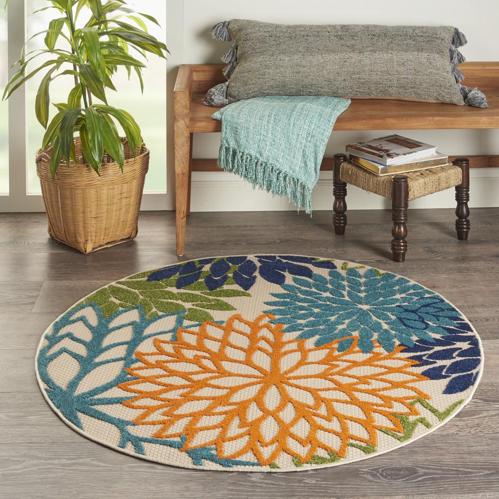 Tropical Round Area Rug, 4' x Round. Picture 3