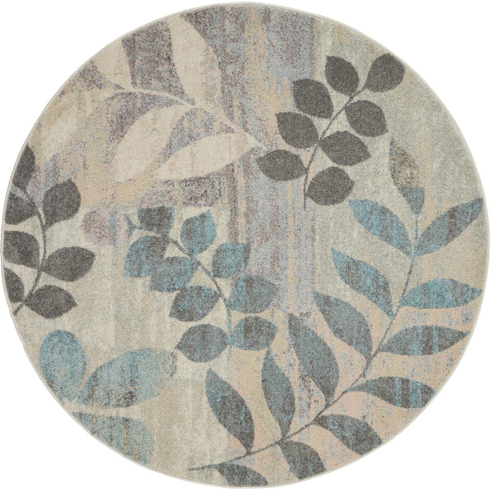 Tranquil Area Rug, Ivory/Light Blue, 5'3" x ROUND. Picture 1