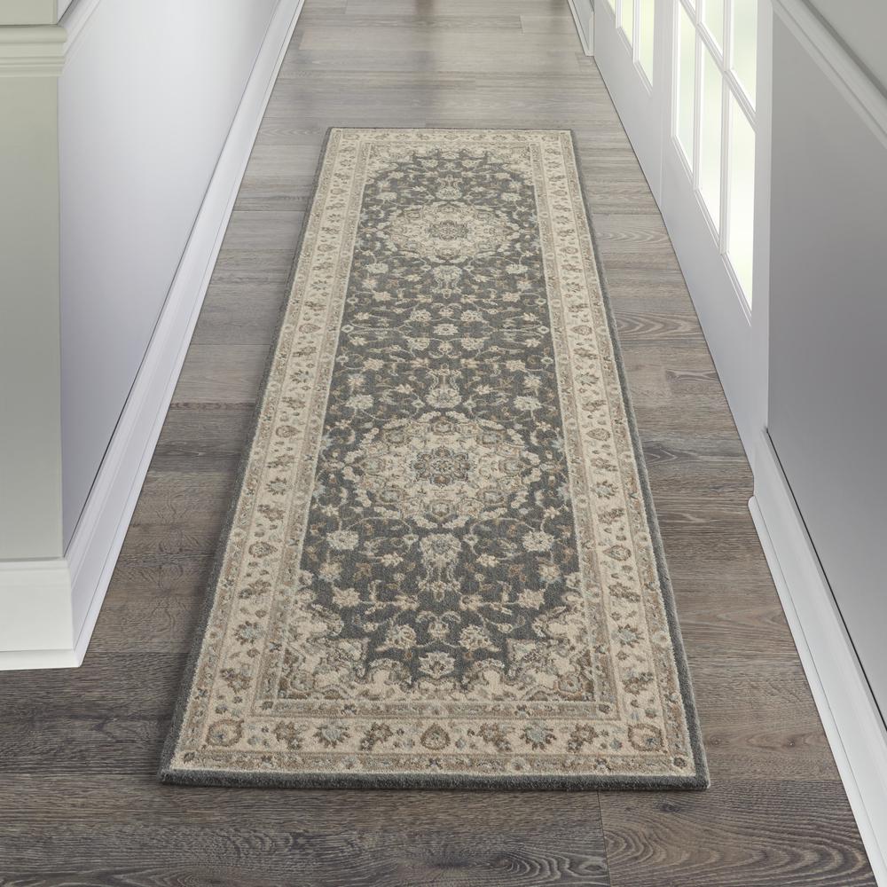 Nourison Living Treasures Runner Area Rug, 2'6" x 8', Grey/Ivory. Picture 2