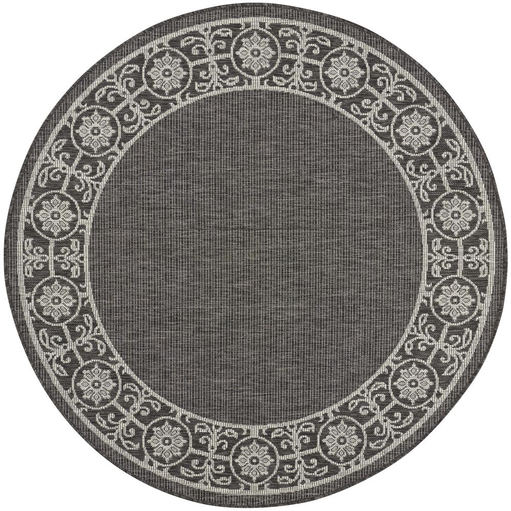 GRD03 Garden Party Charcoal Area Rug- 5'3" x round. Picture 1
