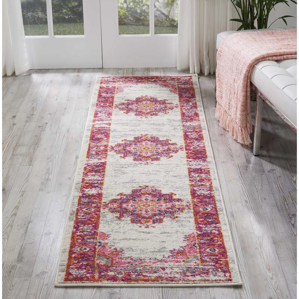 Passion Area Rug, Ivory/Fuchsia, 2'2" x 7'6". Picture 4