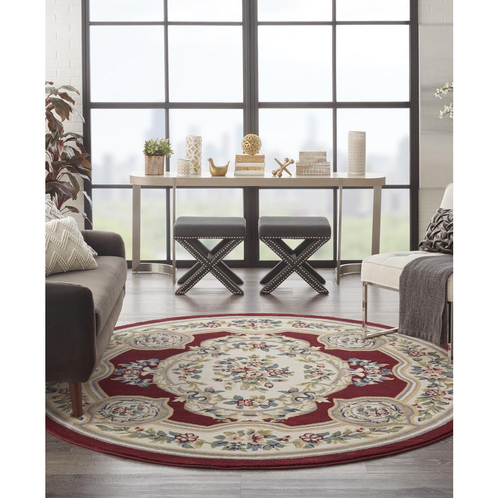 ABS1 Aubusson Red Area Rug- 7'10" x round. Picture 2