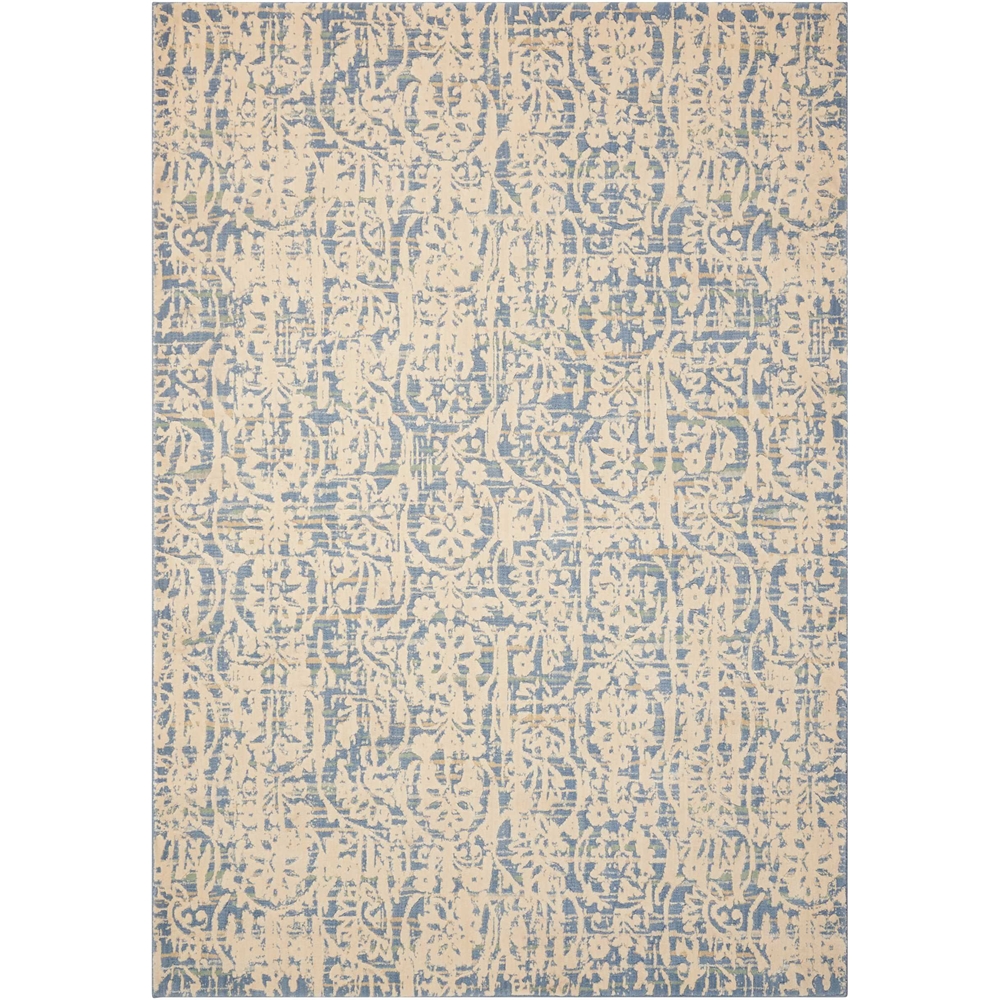 Nourison Nepal Ivory Blue Area Rug. Picture 1