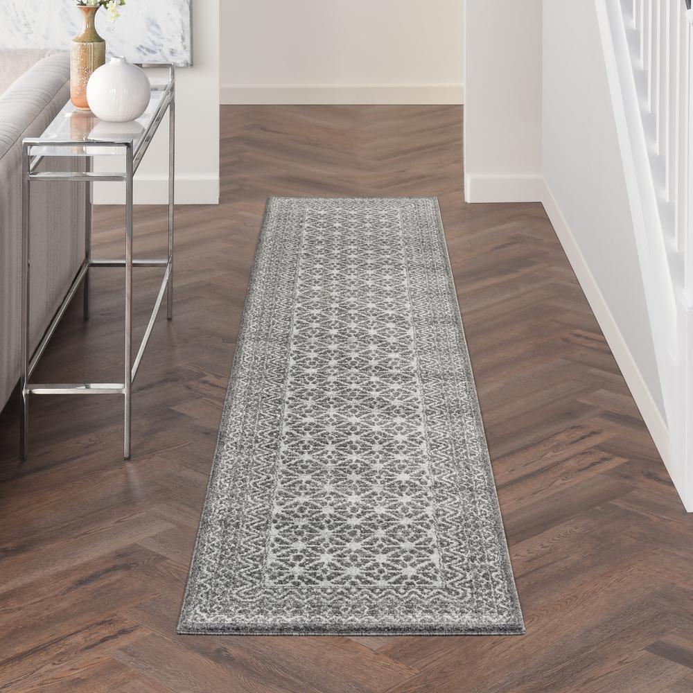 RYM02 Royal Moroccan Charcoal/Silver Area Rug- 2'3" x 10'. Picture 2