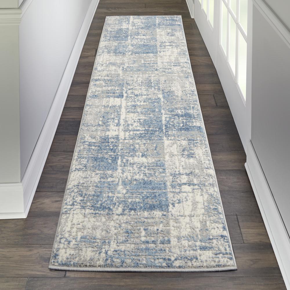 Solace Area Rug, Ivory/Grey/Blue, 2'3" x 7'3". Picture 4