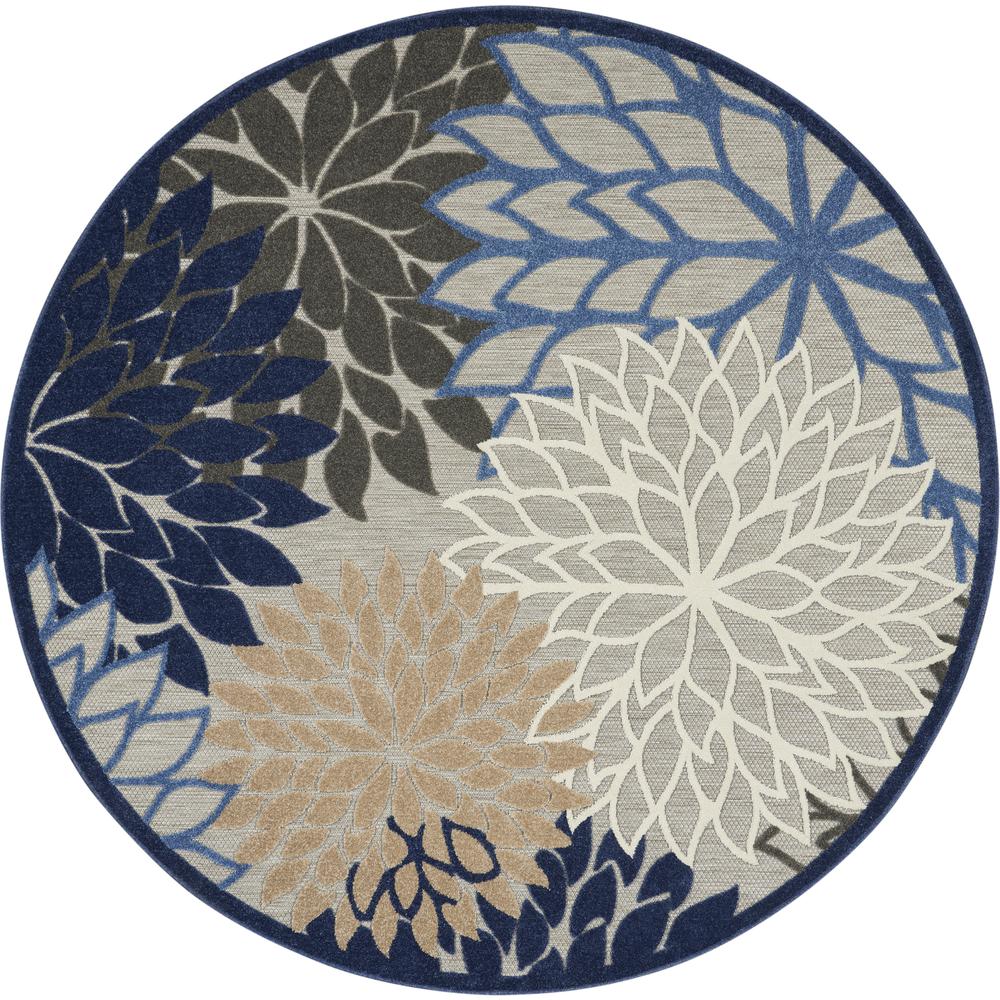 Nourison Aloha Indoor/Outdoor Round Area Rug, 7'10" x ROUND, Blue/Multicolor. Picture 1