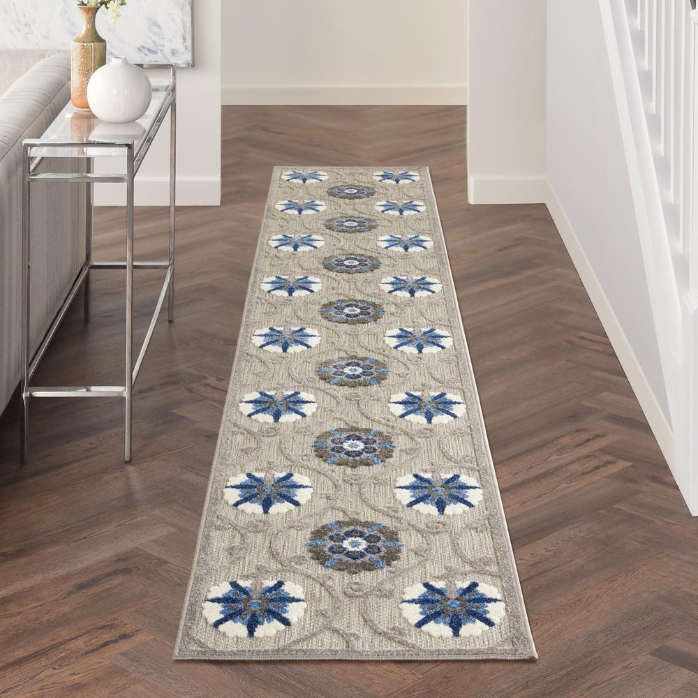 Nourison Aloha Runner Area Rug, Grey/Blue, 2'3" x 7'6", ALH19. Picture 2