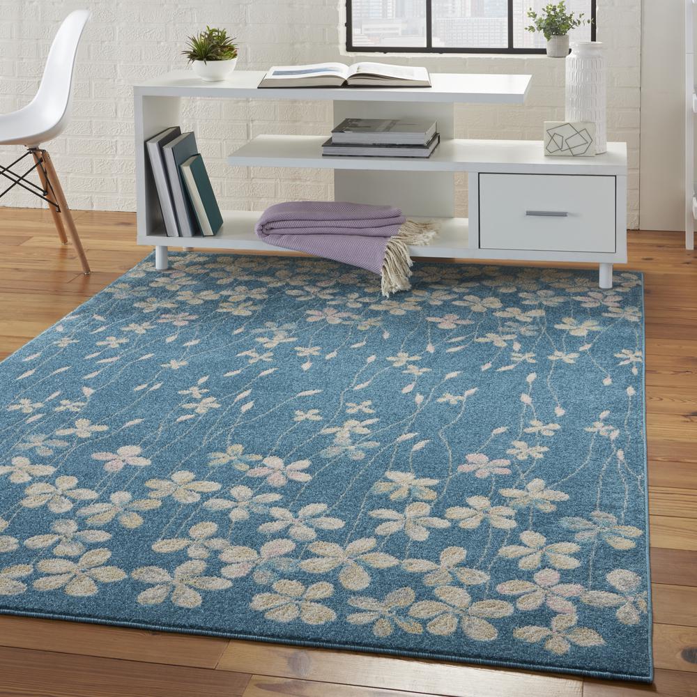 Tranquil Area Rug, Turquoise, 5'3" X 7'3". Picture 9