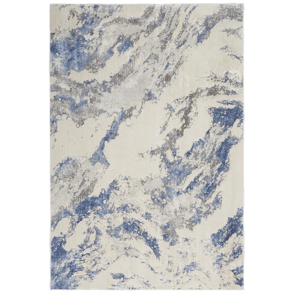 Sleek Textures Area Rug, Blue/Ivory/Grey, 5'3" x 7'3". Picture 1