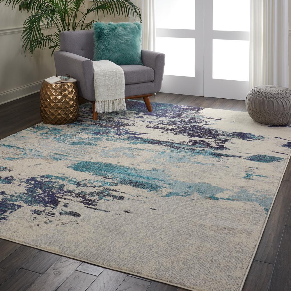 Celestial Area Rug, Ivory/Teal Blue, 7'10" x 10'6". Picture 6