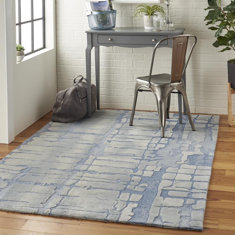 Symmetry Area Rug, Blue/Grey, 3'9" X 5'9". Picture 9