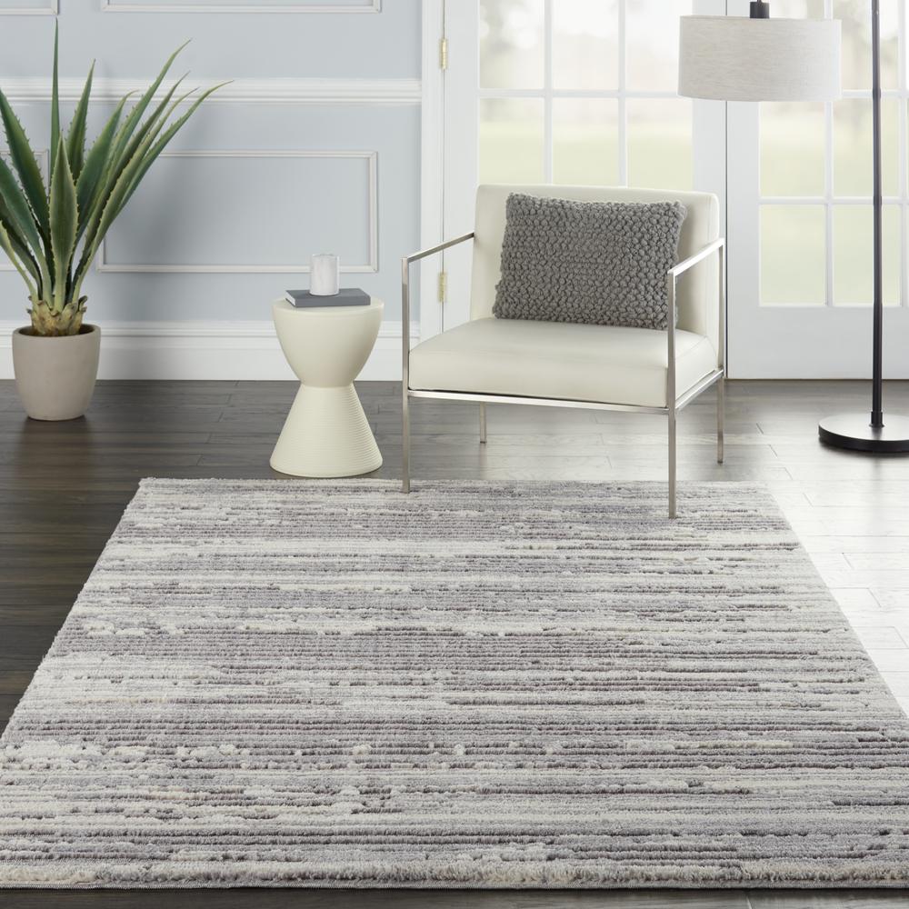 Nourison Textured Contemporary Area Rug, 5'3" x 7'3", Grey/Ivory. Picture 2