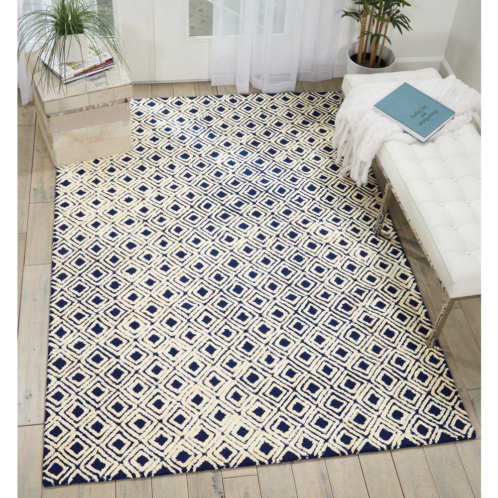 Modern Deco Area Rug, Navy/Ivory, 9'6" x 13'. Picture 4