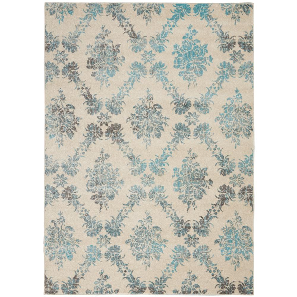 Tranquil Area Rug, Ivory/Turquoise, 6' X 9'. Picture 1