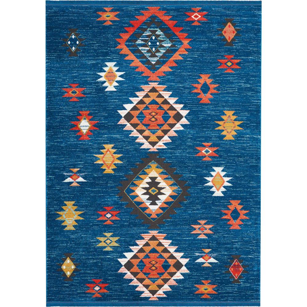 Tribal Decor Area Rug, Blue, 9'3" x 13'. Picture 1