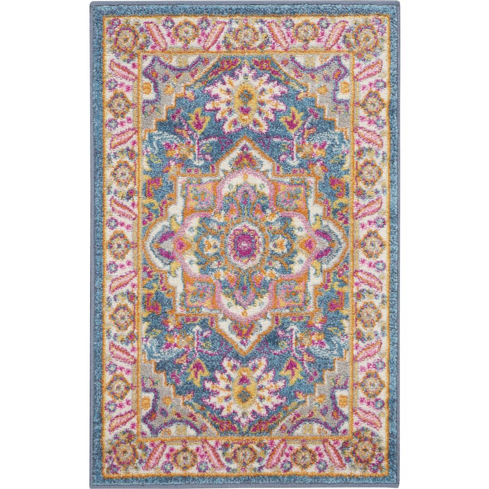 Passion Area Rug, Teal/Multicolor, 1'10" X 2'10". Picture 1