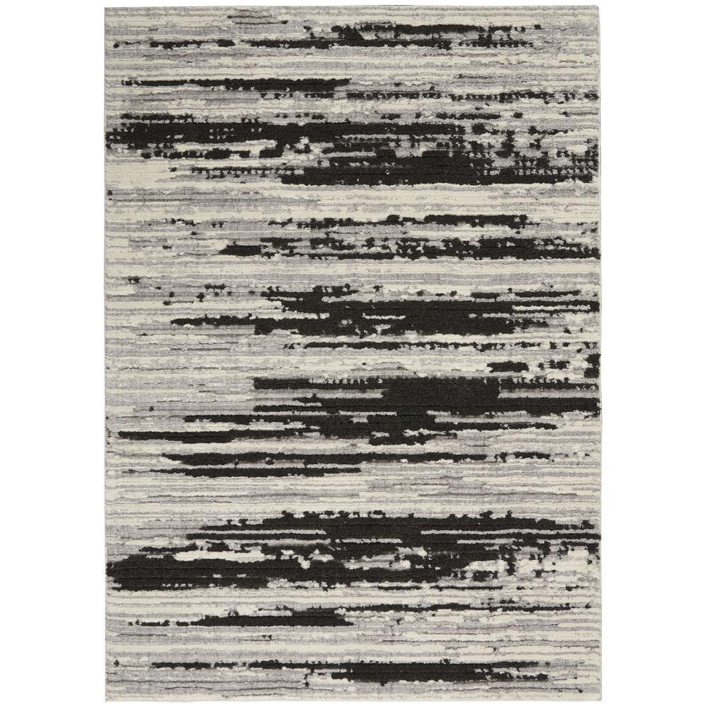 Nourison Textured Contemporary Area Rug, 5'3" x 7'3", Ivory/Charcoal. Picture 1