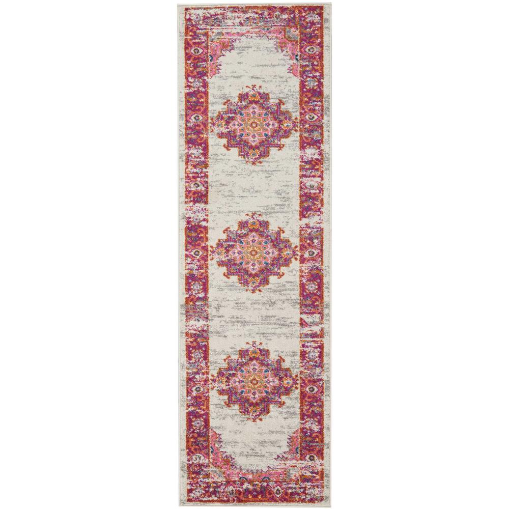 Passion Area Rug, Ivory/Fuchsia, 2'2" x 7'6". Picture 1