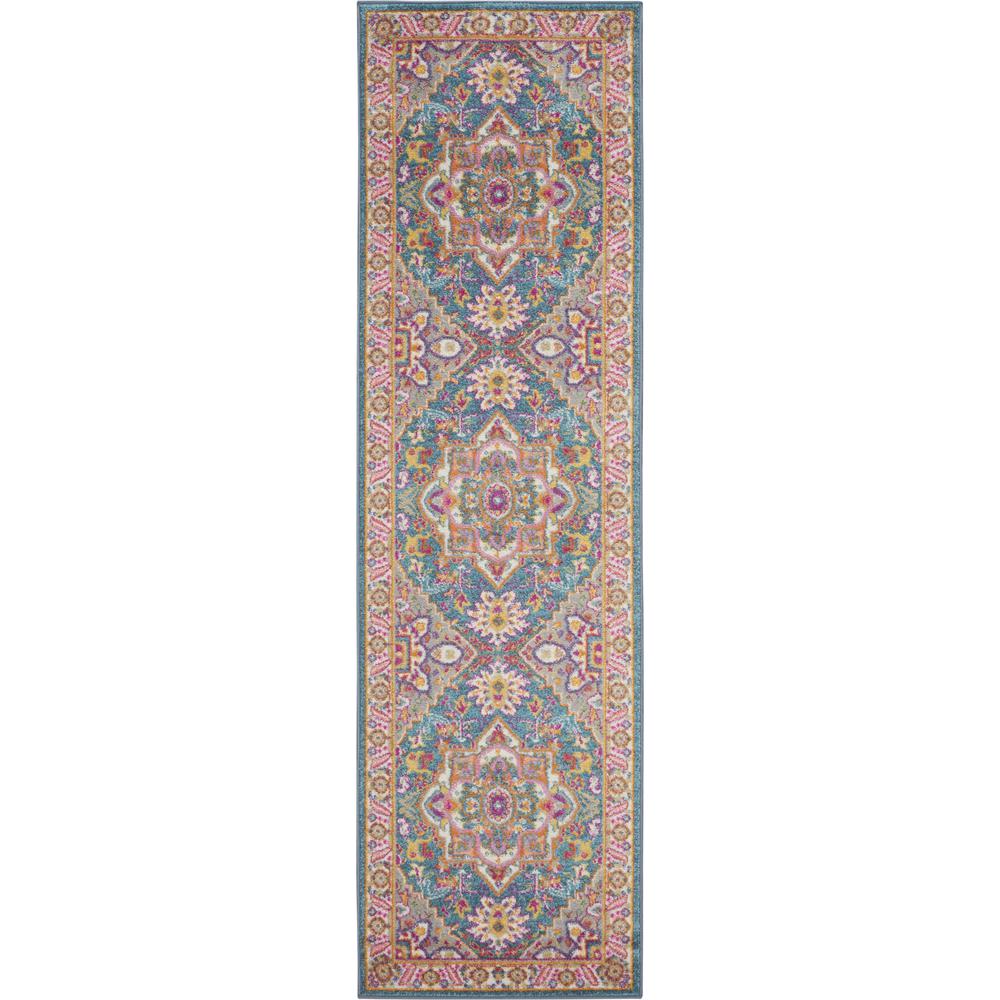 Passion Area Rug, Teal/Multicolor, 1'10" X 6'. The main picture.