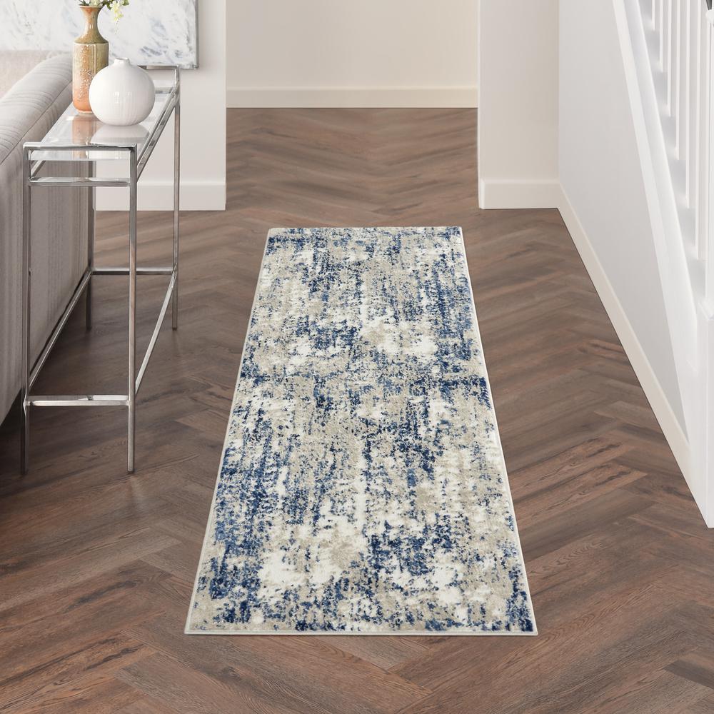 CYR03 Cyrus Ivory/Navy Area Rug- 2'2" x 7'6". Picture 2