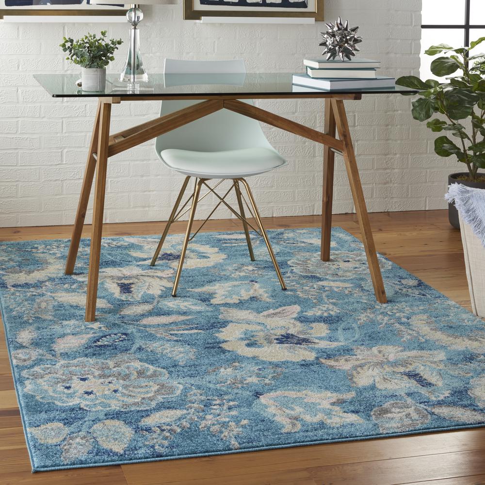Tranquil Area Rug, Turquoise, 4' X 6'. Picture 6