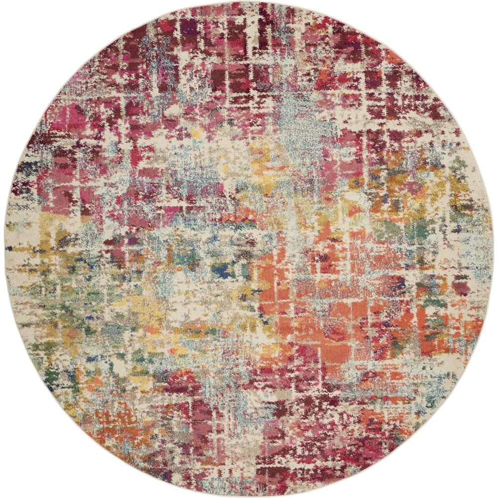 Celestial Area Rug, Pink/Multicolor, 7'10"XROUND. The main picture.