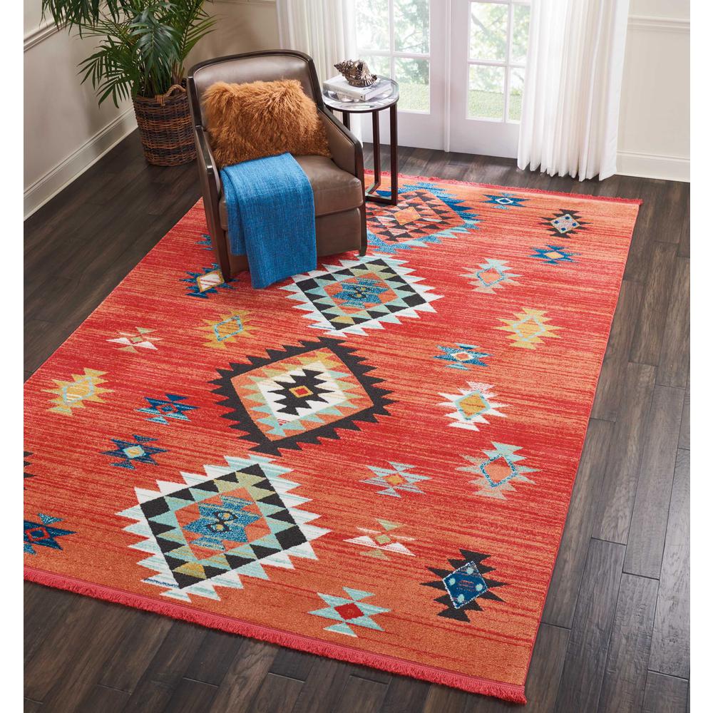 Tribal Decor Area Rug, Red, 9'3" x 13'. Picture 2