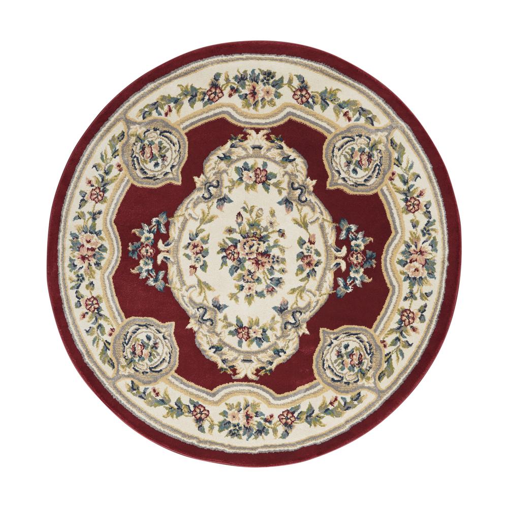 ABS1 Aubusson Red Area Rug- 5'3" x round. Picture 1