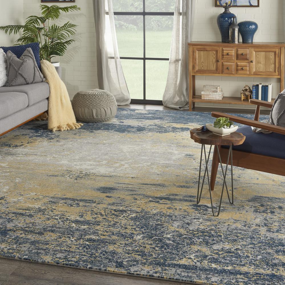 Nourison Twilight 12' x 15' Navy Gold Area Rug. Picture 2