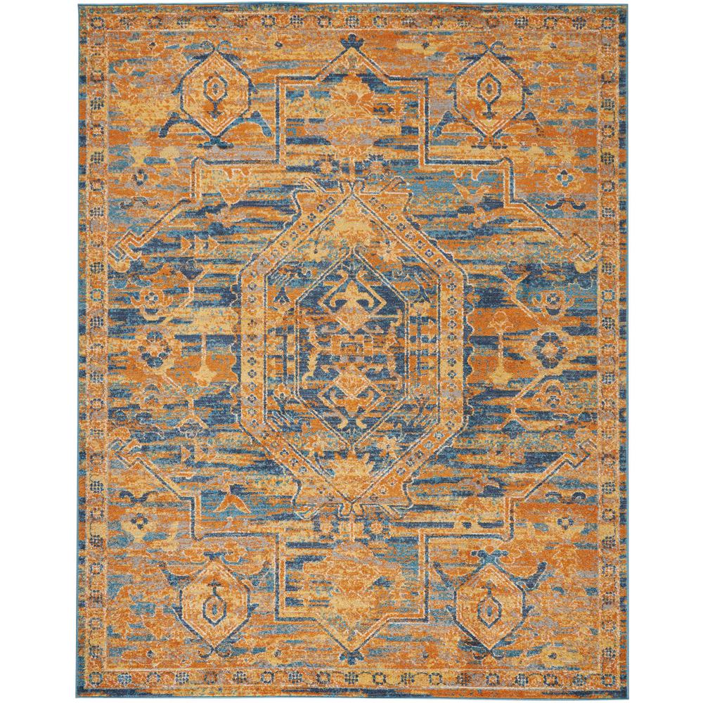 Passion Area Rug, Teal/Sun, 8' x 10'. The main picture.