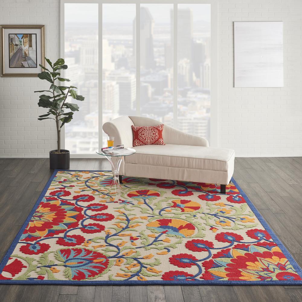 Aloha Area Rug, Red/Multicolor, 6' x 9'. Picture 2