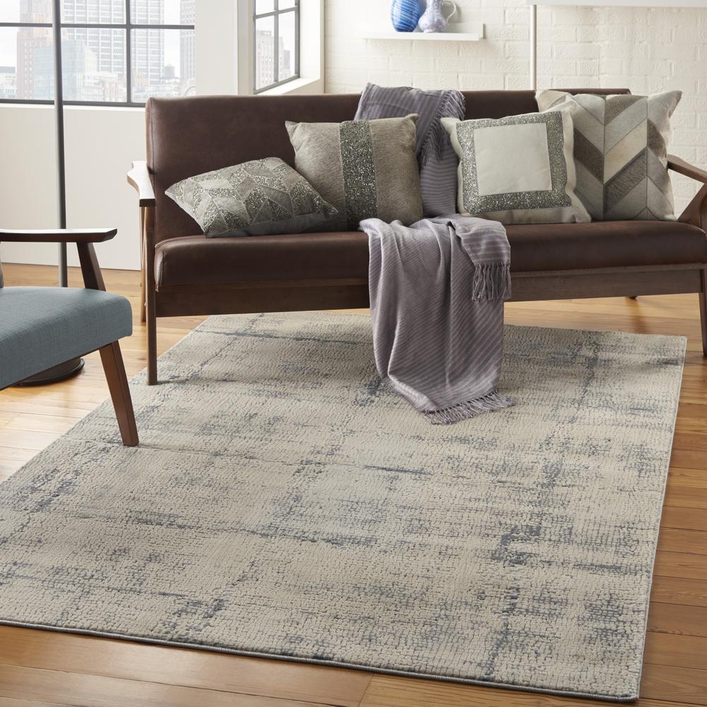 Rustic Textures Area Rug, Ivory/Blue, 5'3"X7'3". Picture 9