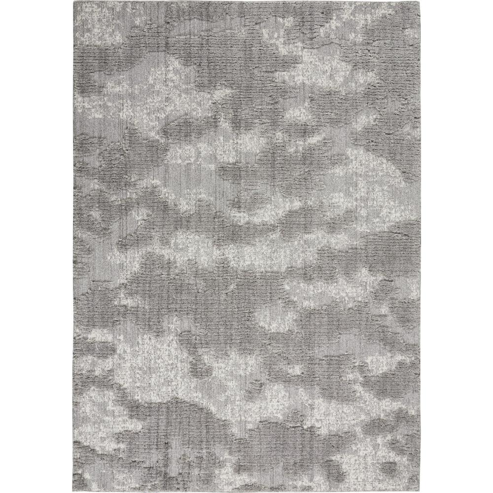Nourison Textured Contemporary Area Rug, 5'3" x 7'3", Grey/Ivory. Picture 1