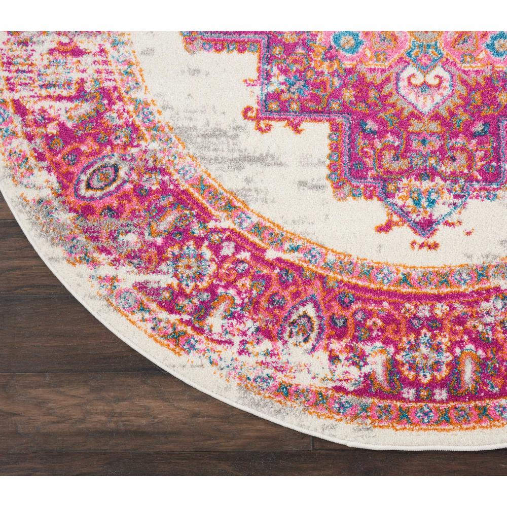 Passion Area Rug, Ivory/Fuchsia, 5'3" x ROUND. Picture 5