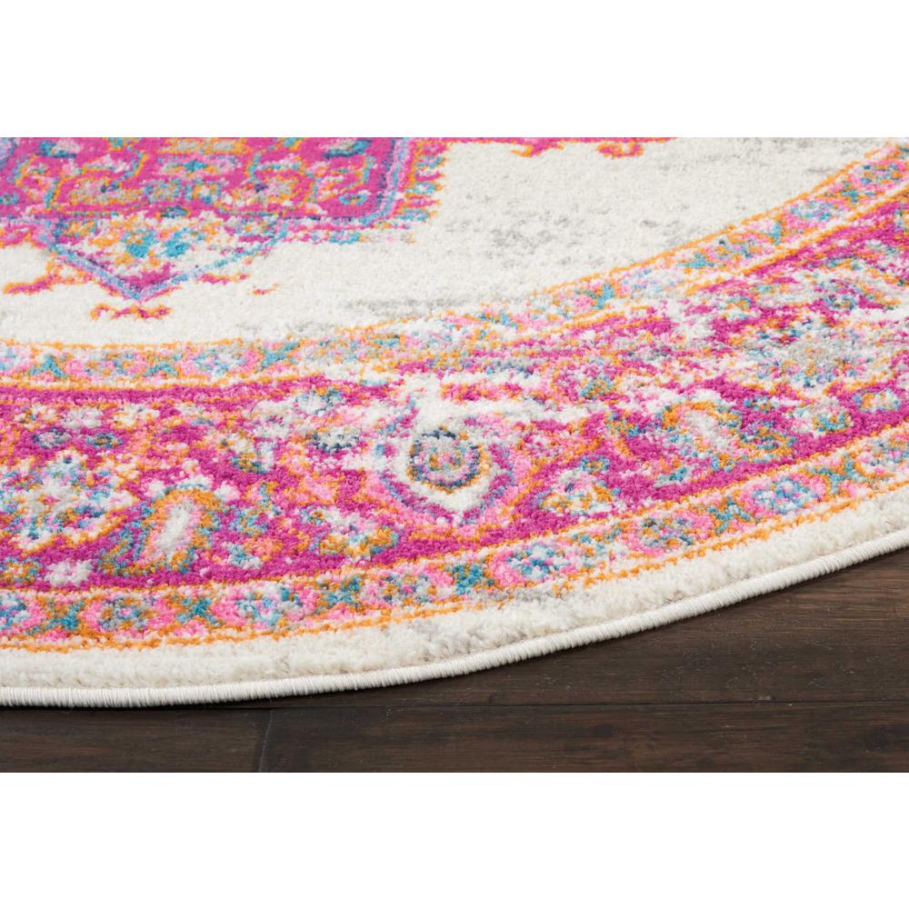 Passion Area Rug, Ivory/Fuchsia, 5'3" x ROUND. Picture 4