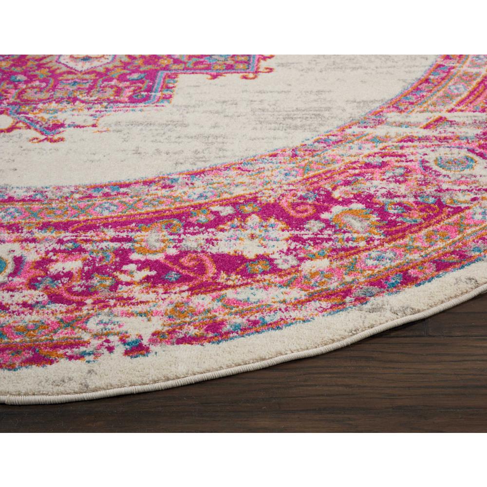 Passion Area Rug, Ivory/Fuchsia, 8' x ROUND. Picture 4