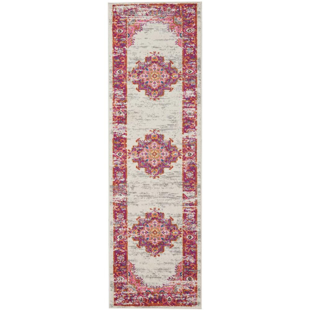 Passion Area Rug, Ivory/Fuchsia, 2'2" x 10'. Picture 1