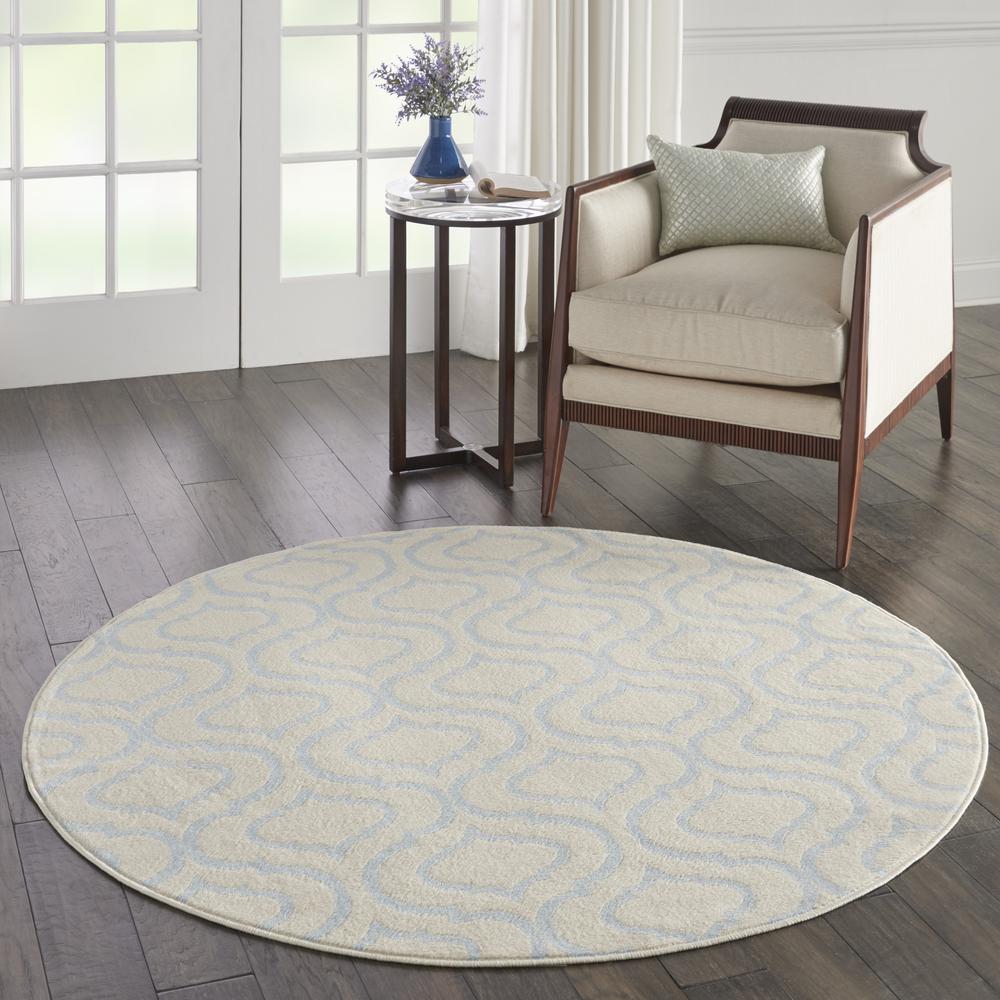 Jubilant Area Rug, Ivory/Blue, 5'3" x ROUND. Picture 6