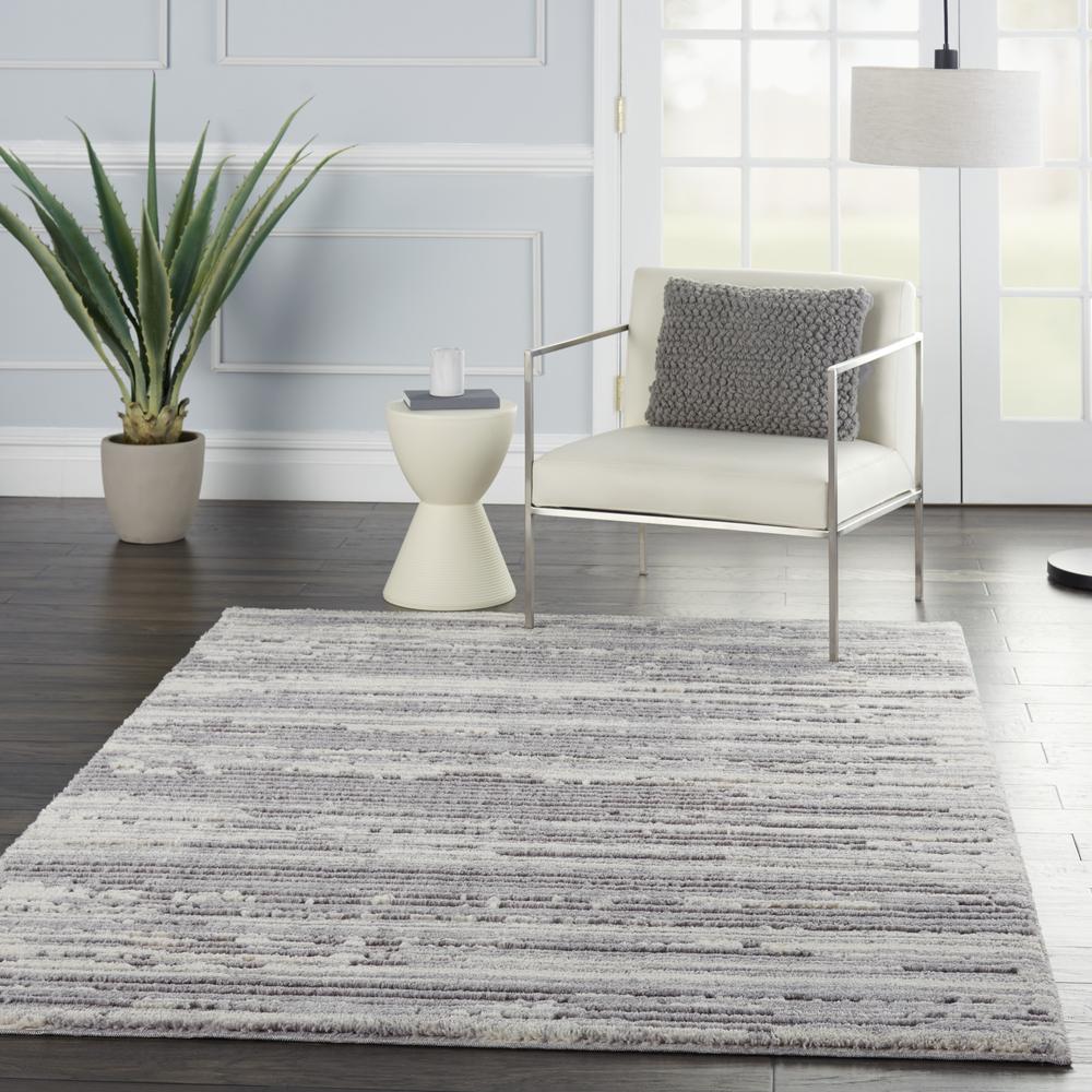 Nourison Textured Contemporary Area Rug, 5'3" x 7'3", Grey/Ivory. Picture 9