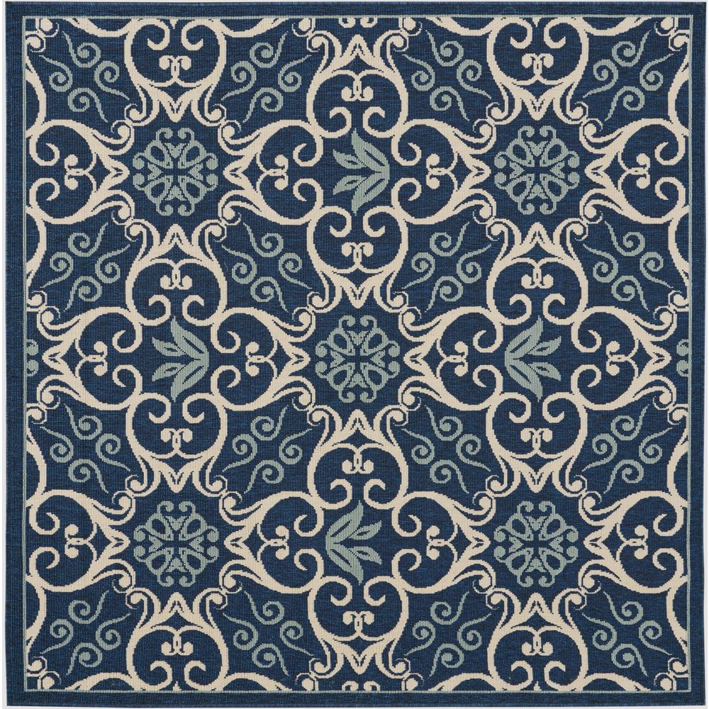 Caribbean Area Rug, Navy, 5'3" x SQUARE. Picture 1