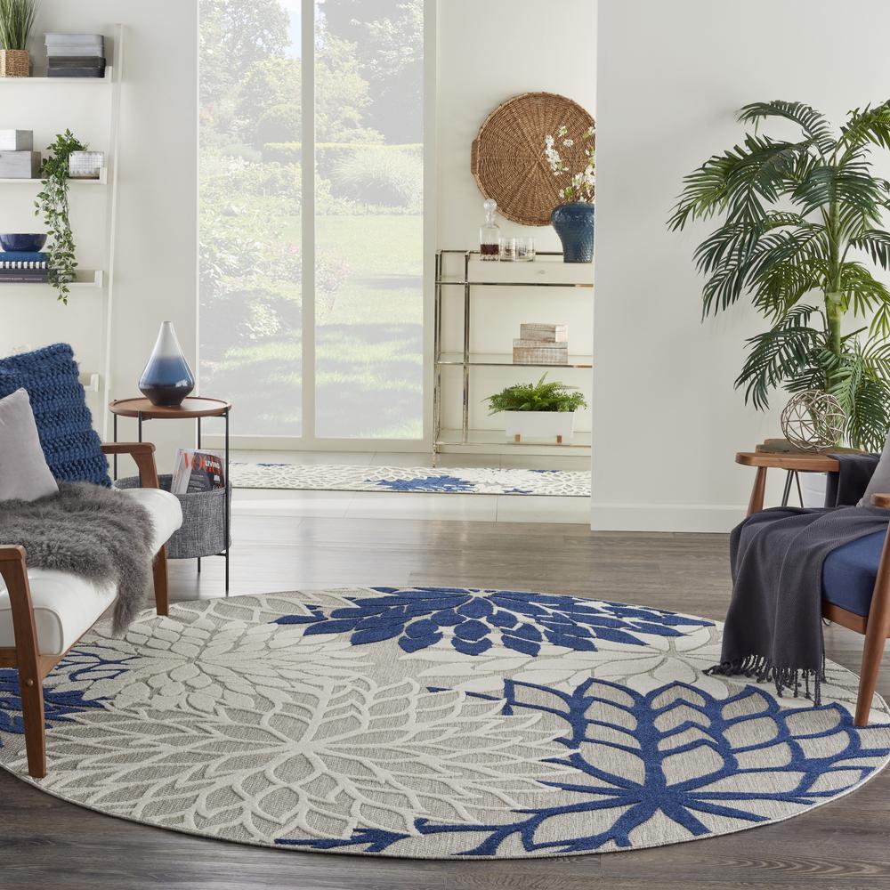 ALH05 Aloha Ivory/Navy Area Rug- 7'10" x round. Picture 9