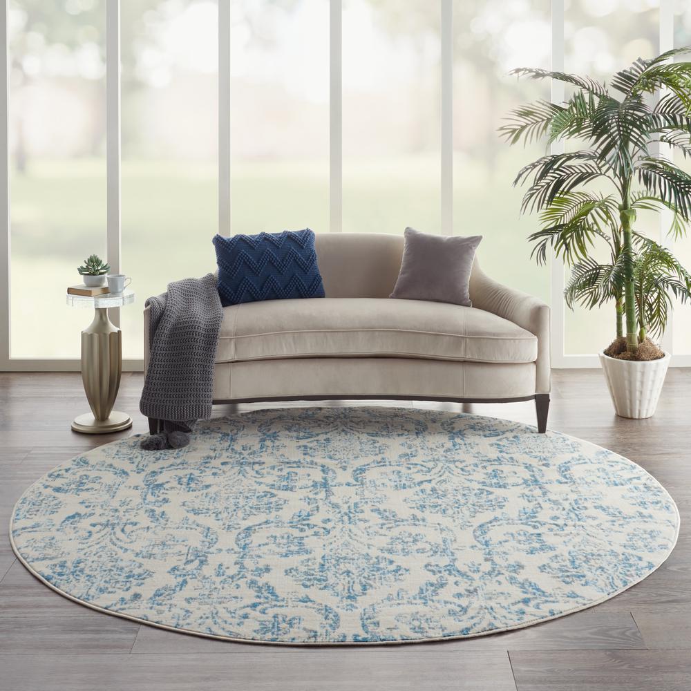 Nourison Jubilant Round Area Rug, 8' x round, Ivory Blue. Picture 2