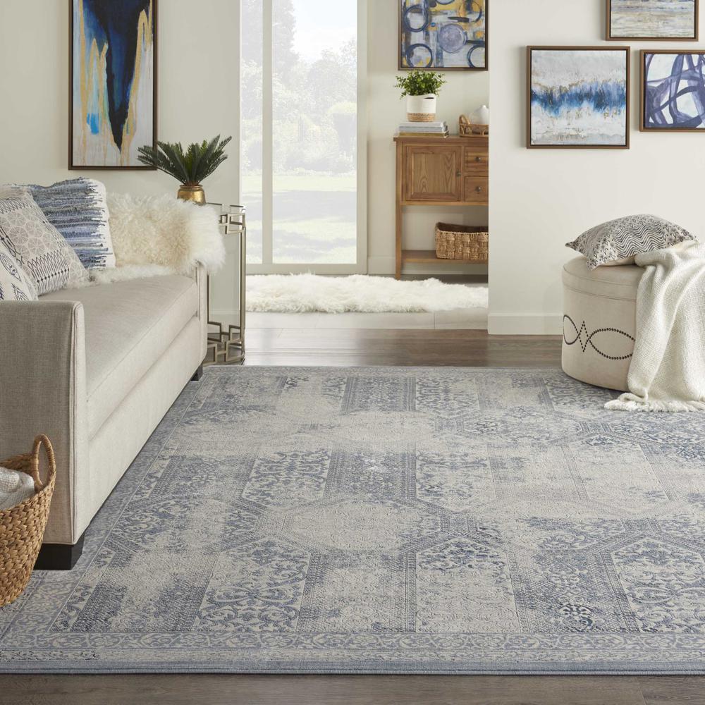 Kathy Ireland Grand Expressions Area Rug, Blue/Ivory, 9' x 12', KI56. Picture 2