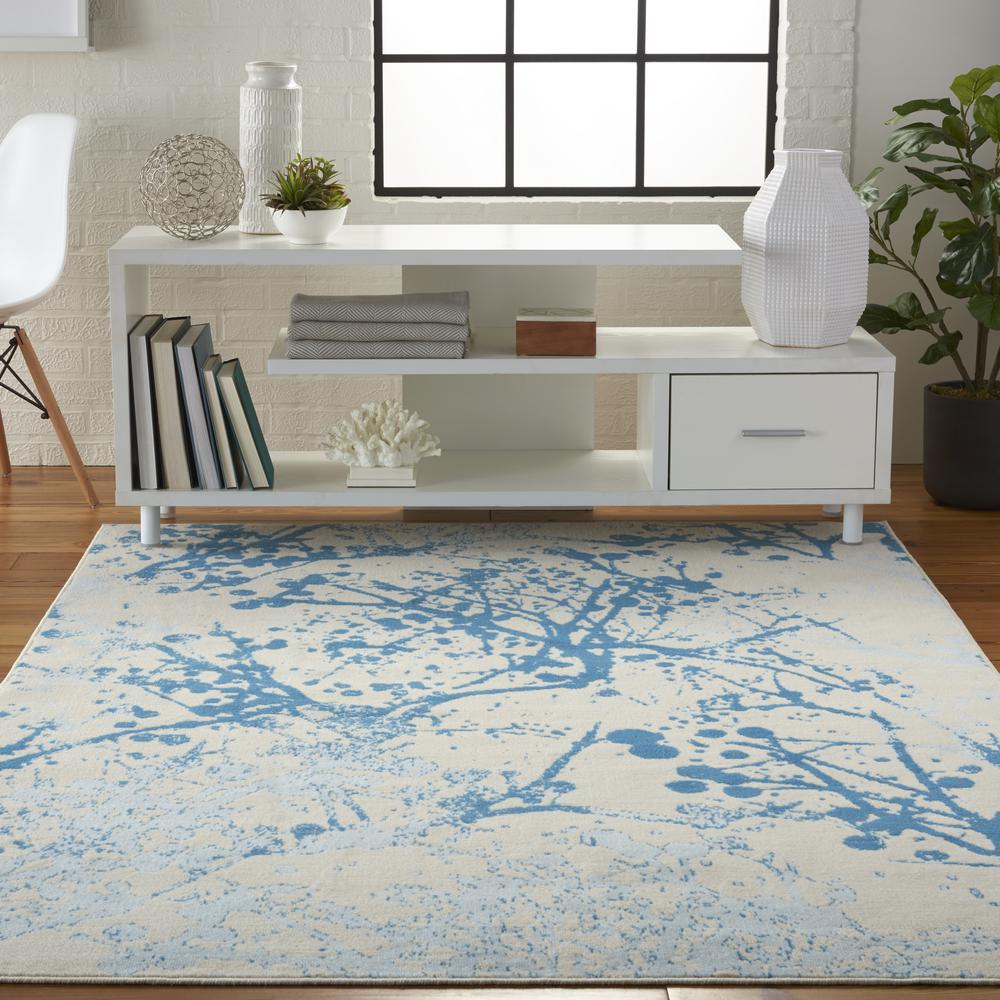 Jubilant Area Rug, Ivory/Blue, 5'3" x 7'3". Picture 2