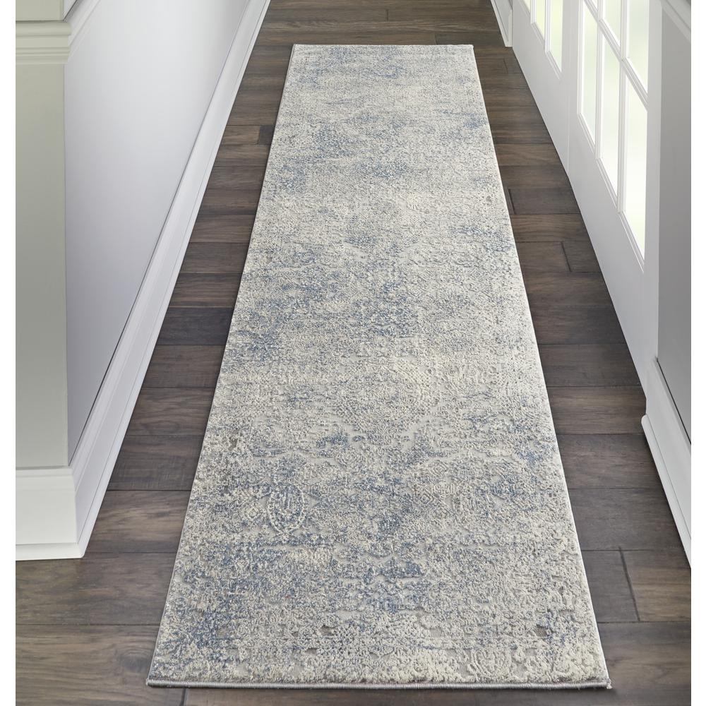 Rustic Textures Area Rug, Ivory/Light Blue, 2'2" X 7'6". Picture 4