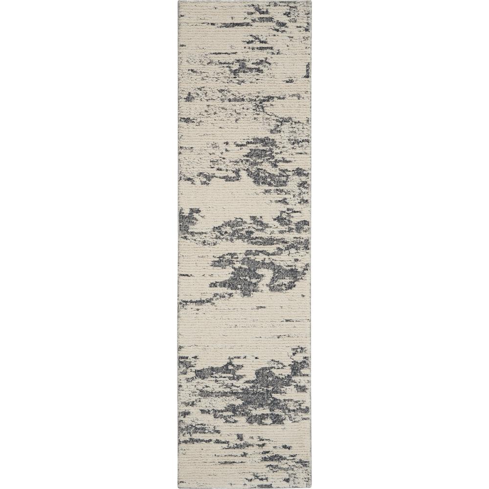 Nourison Textured Contemporary Runner Area Rug, 2'2" x 7'6", Ivory Blue. Picture 1