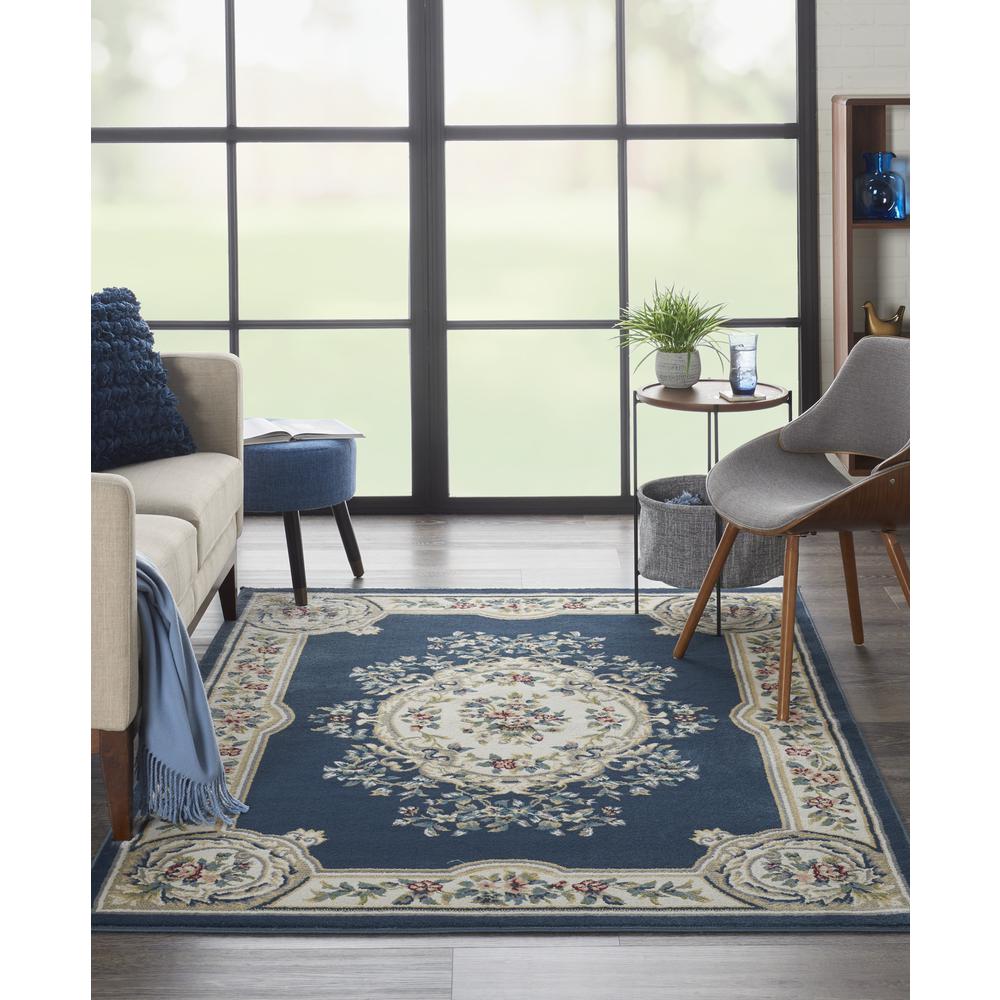 ABS1 Aubusson Navy Area Rug- 3'3" x 5'3". Picture 2