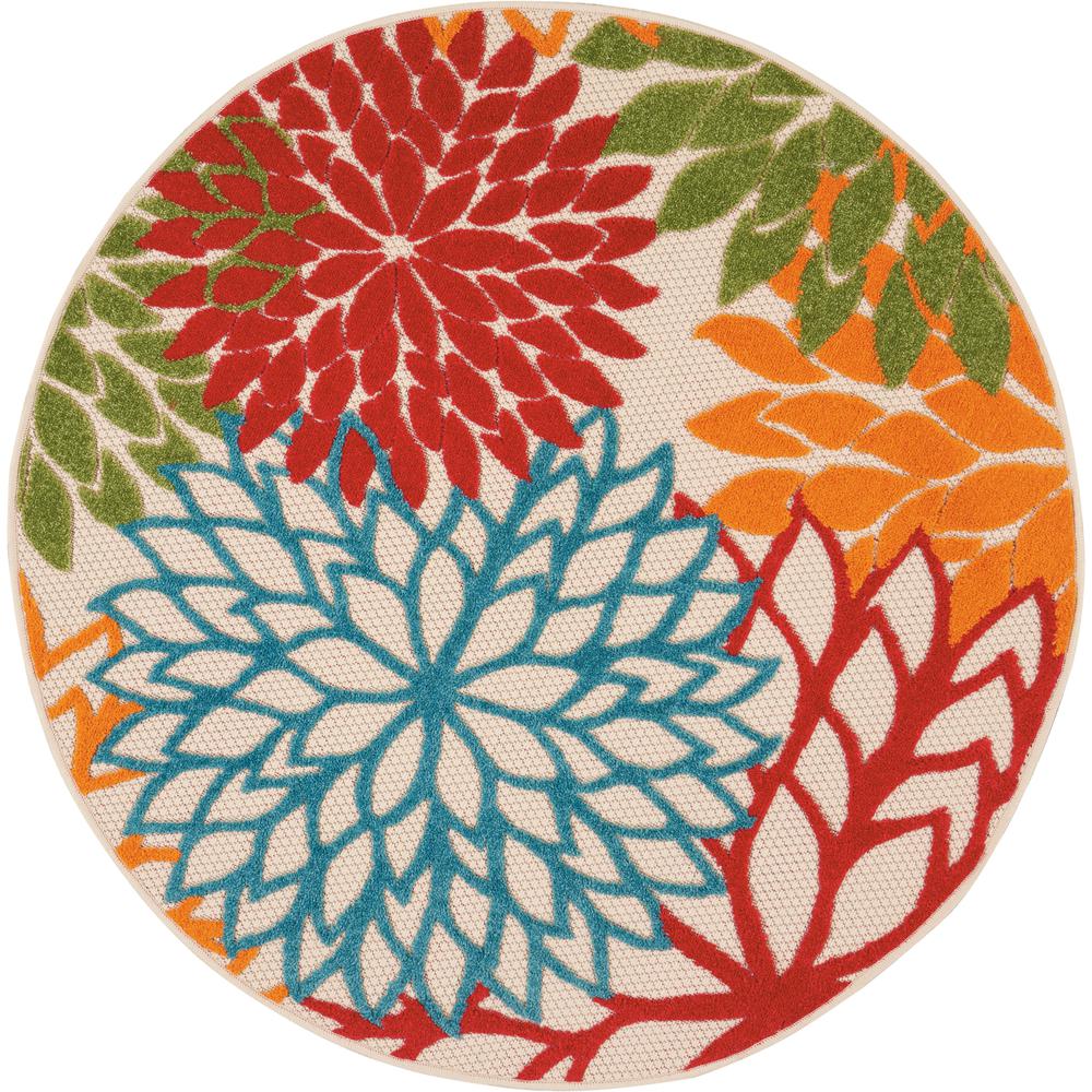 Tropical Round Area Rug, 4' x Round. Picture 1