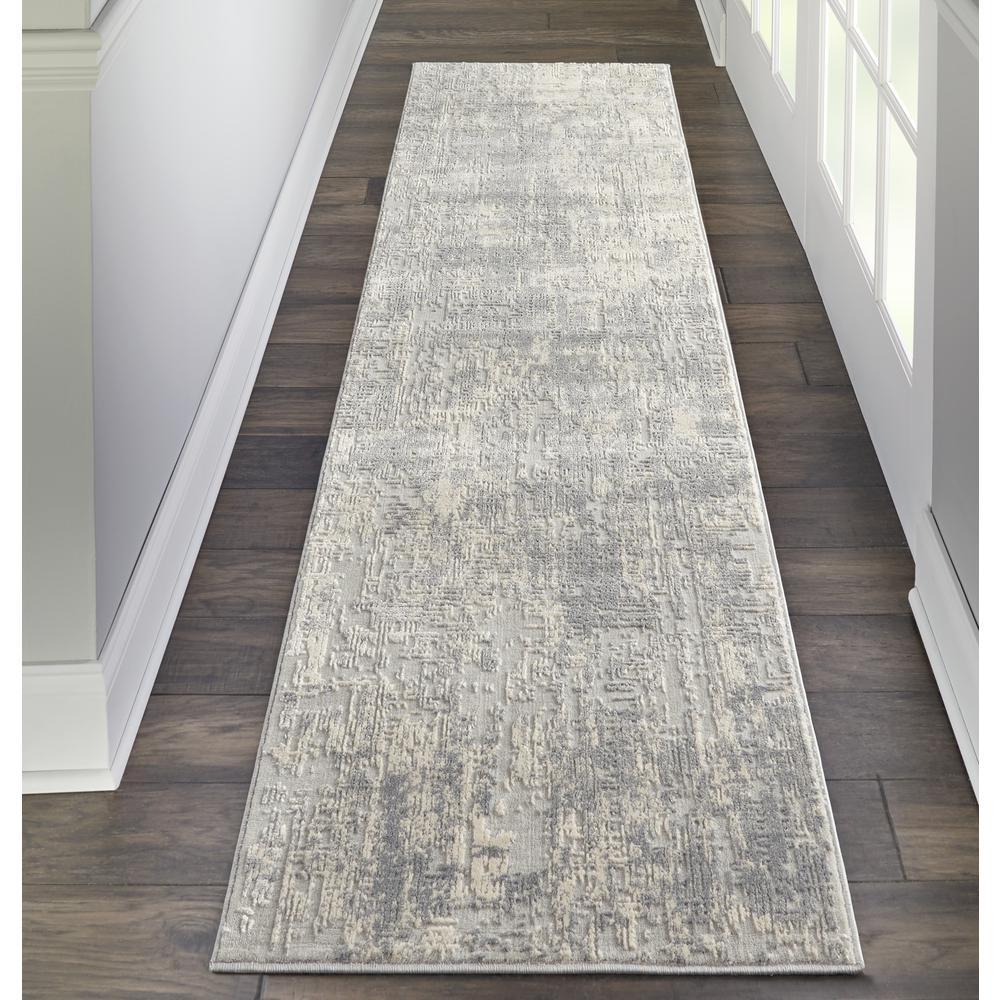 Rustic Textures Area Rug, Ivory/Silver, 2'2"X7'6". Picture 4