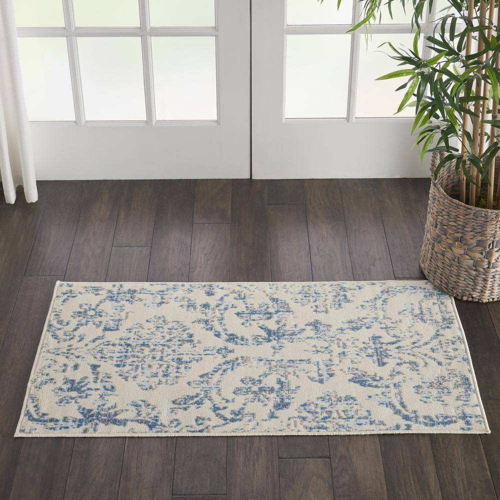 Jubilant Area Rug, Ivory/Blue, 2' x 4'. Picture 5